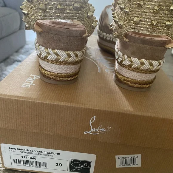 Christian Louboutin Madcarina  60mm Brown Espadrille Wedge Sandals - Picture 4 of 8